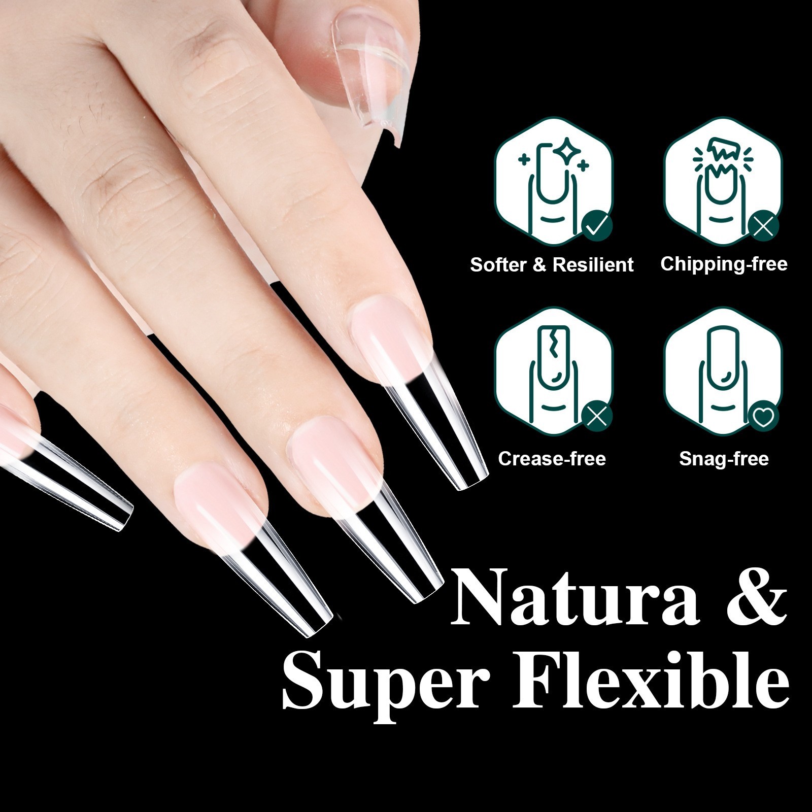 320/160pcs Clear Nails Extensions Soft Gel Nail Art Tips X Short~Long Sizes