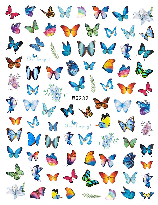 11 Types Butterfly Nail Sticker Flower Leaf Colorful Nail Decal