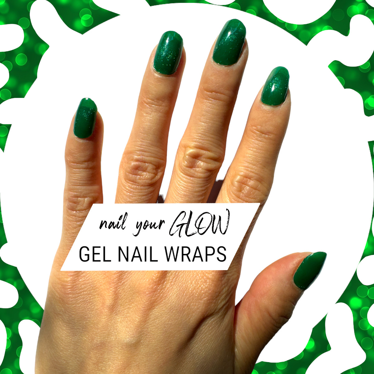 20 Gel Nail Wrap Stickers, Shimmer Sparkly, Semi Cured UV/LED, Nail Art Design