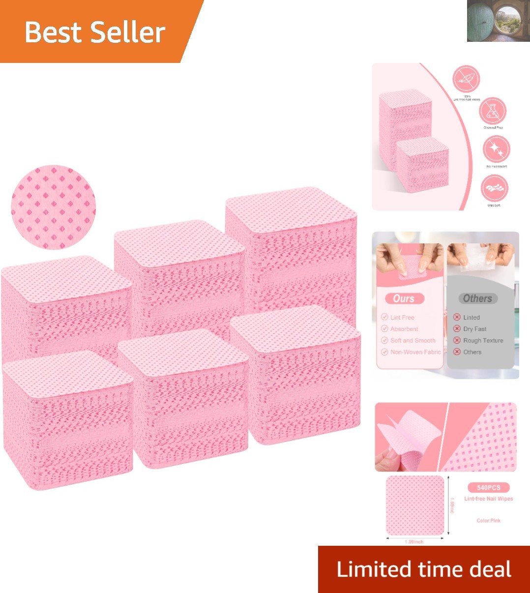 Non-Toxic 540 Lint-Free Nail Wipes – Ideal for Polish & Eyelash Extensions