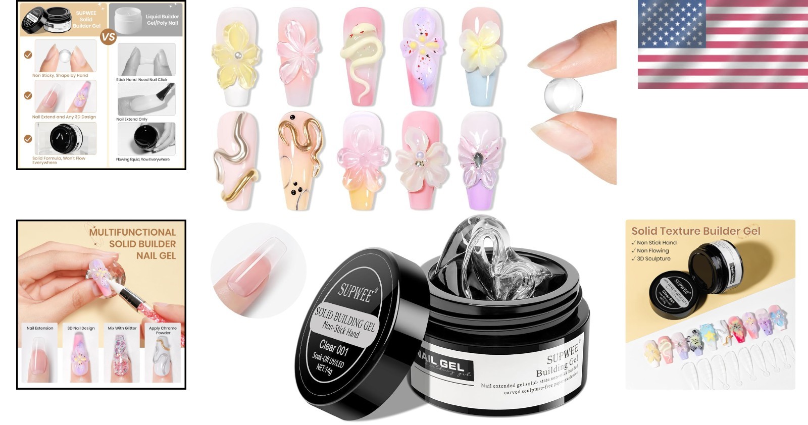 DIY 3D Nail Art Gel – 14g Non-Stick Builder Gel Kit for Salon Results at Home
