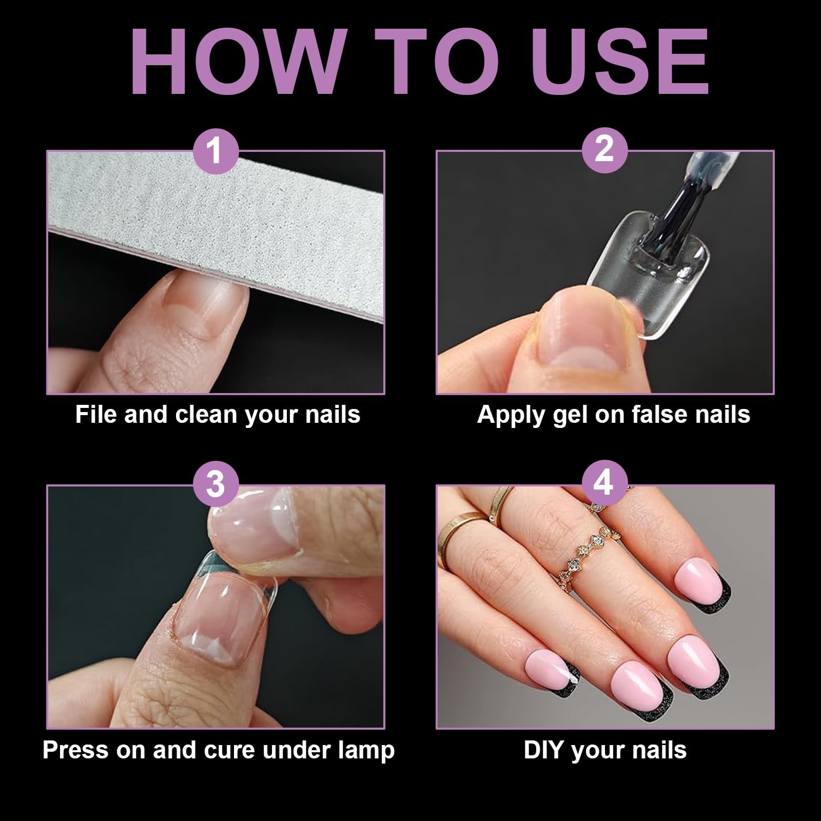 Short Squoval Gel Nail Tips Half Matte Press On Nails DIY, 15 Sizes