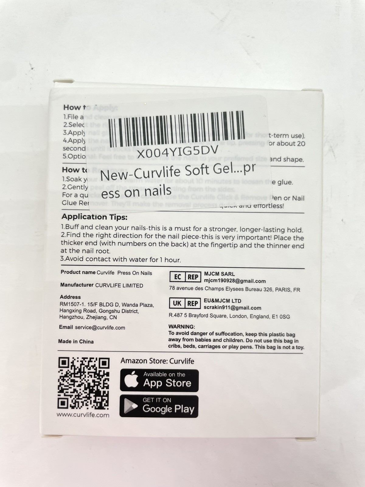 Curvlife Gel Press On 32 Count Nails