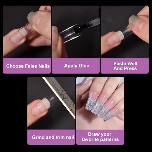 1000PCS Acrylic Nail Tips Half Cover False Tips French Fake Nail Tips Clear