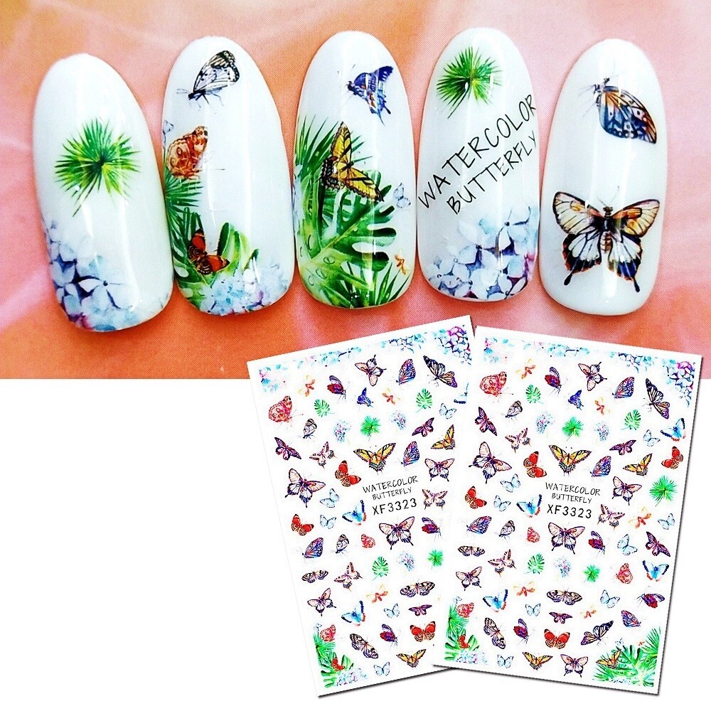 12 Sheets Set Nail Art Stickers Butterfly Bug Birds series Insects & Flower NS34