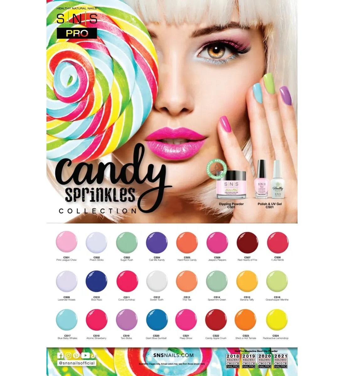 SNS Nail Dipping Powder Candy Sprinkles Collection (CS) 1 oz *Choose any color*