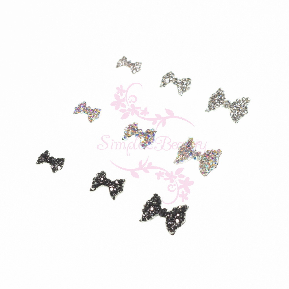 20 Crystal Rhinestones Big Bow Alloy Charms Nail Art Jewelry Crafts Making Decor