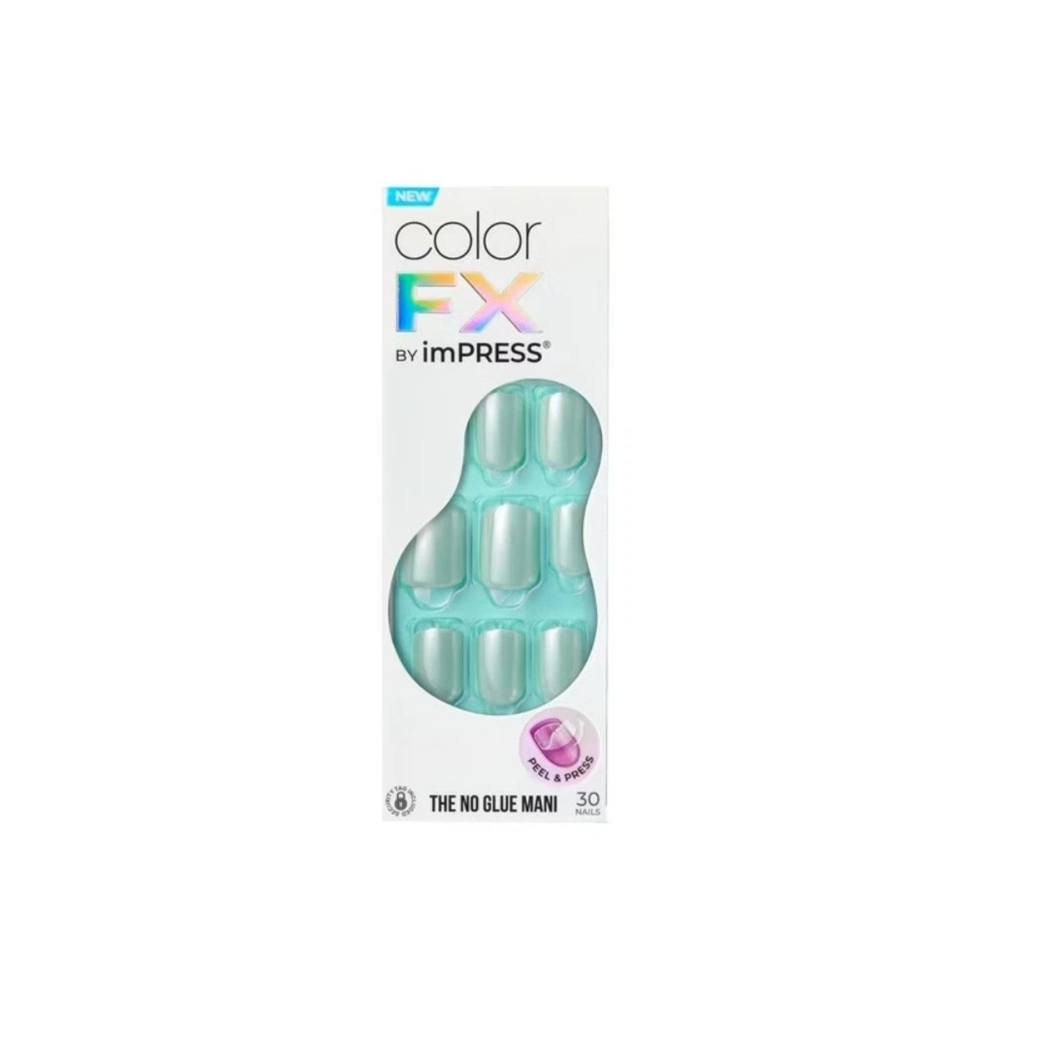 KISS imPRESS Color FX Press on Nails, After Hours, Green, Short Squoval, 30…