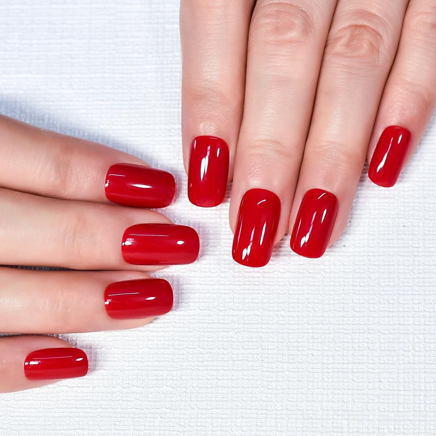 Chinese Bright Red Press on Nails – False Nails – Glossy Blood Red Finish Fin…