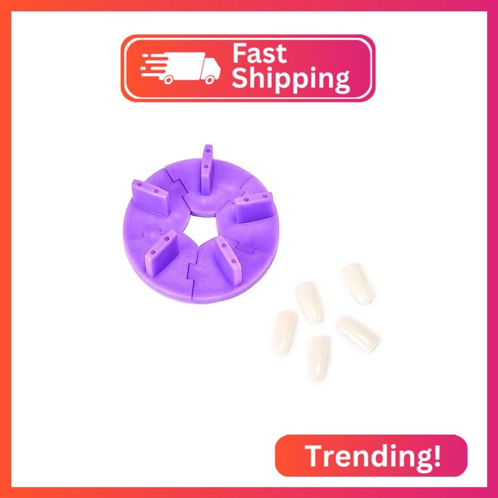 Rolabling Removable False Nail Art Tips Practice Display Stand Tool with Nail Ti