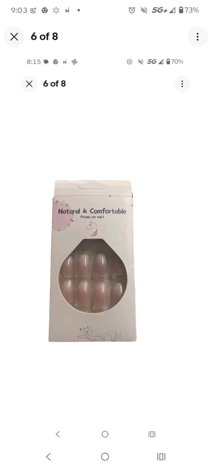 Set Of 6! Press On Nails, Resauble Nails, Natural Delicate&Comfortable