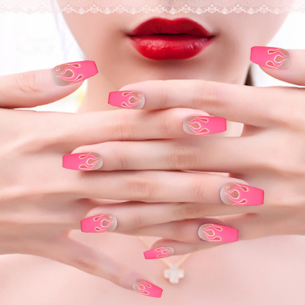 24pcs Manicure Flame Pattern Nail Decoration Patches DIY Plastic Nail Art Decor