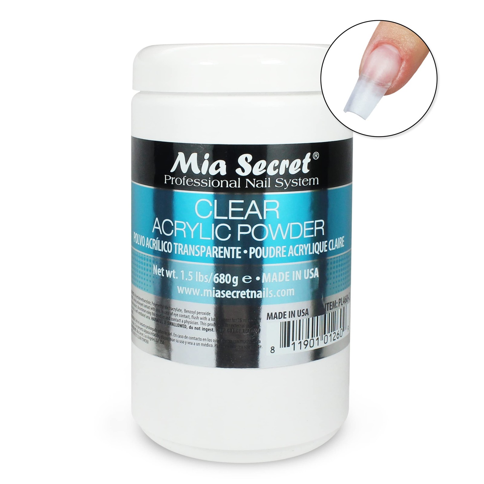 Mia Secret Clear Acrylic Nail Powder 1.5 Lbs Usa Made Self Leveling High Adhe…