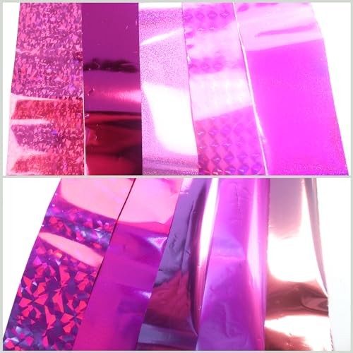 Nail Foil Transfer Sticker Kit – 10 Rolls Solid Color Sheets for Nail Art Pink