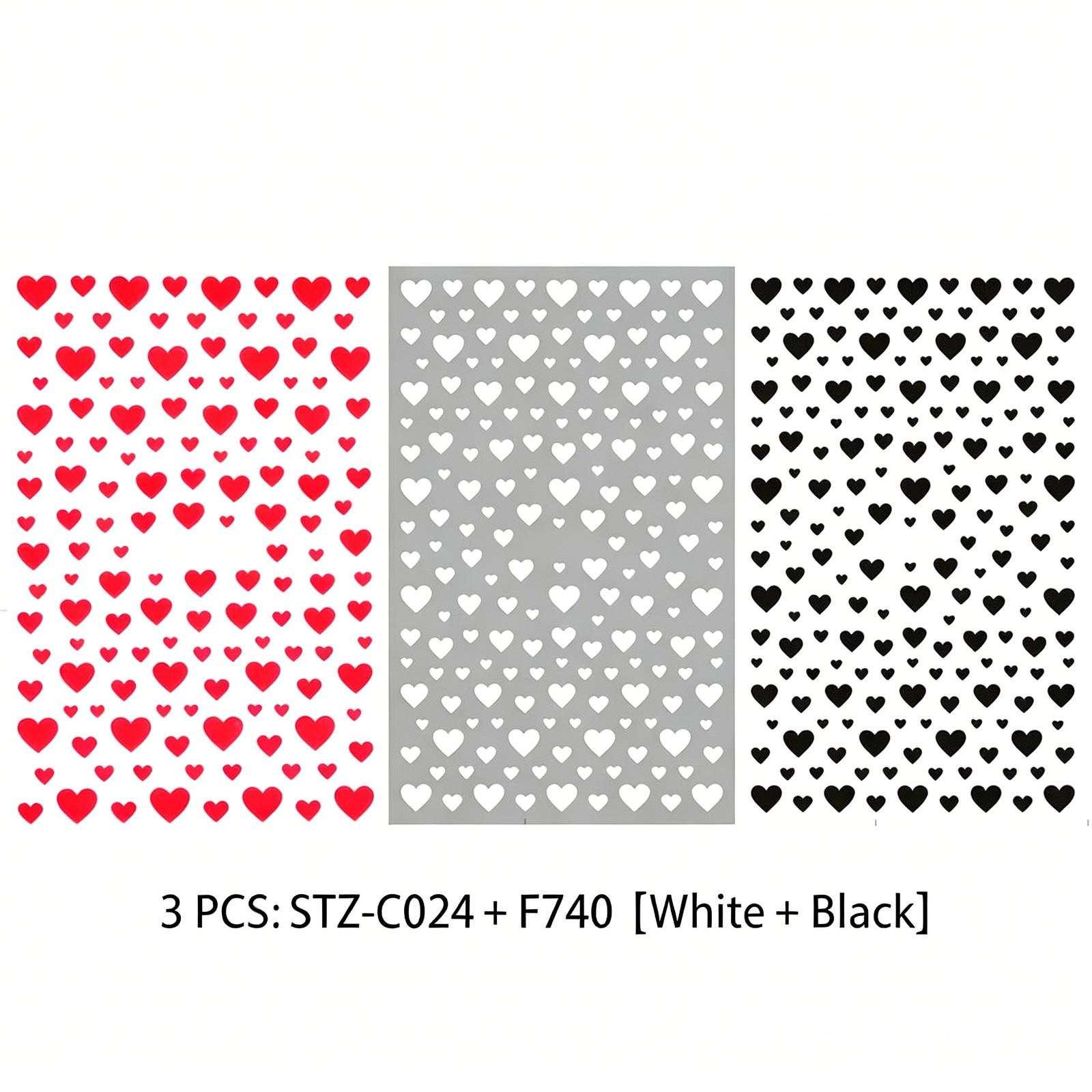 Ins European Atmosphere Nail Stickers, Blazing Red Lips Pattern, Black & White L