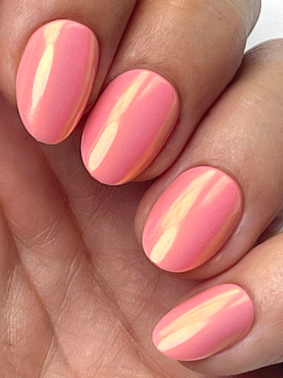 Red Aspen Press On Nails- Step Right Up, Sable- Short- Almond Coral Pink