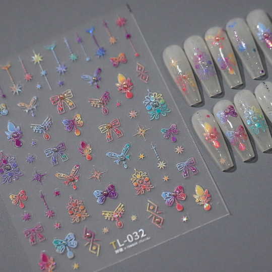 5D Bowknot Nail Decal, StarNail Decals, Diamonds Nails Art Stickers (394)