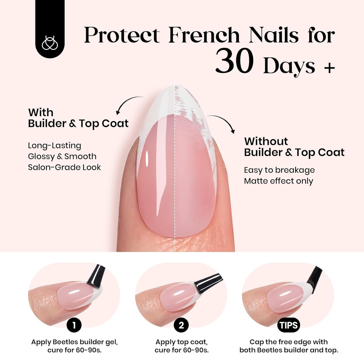 Salon Quality 224 Pcs Pink French Tip Fake Nails – Soft Gel for Every Occasion