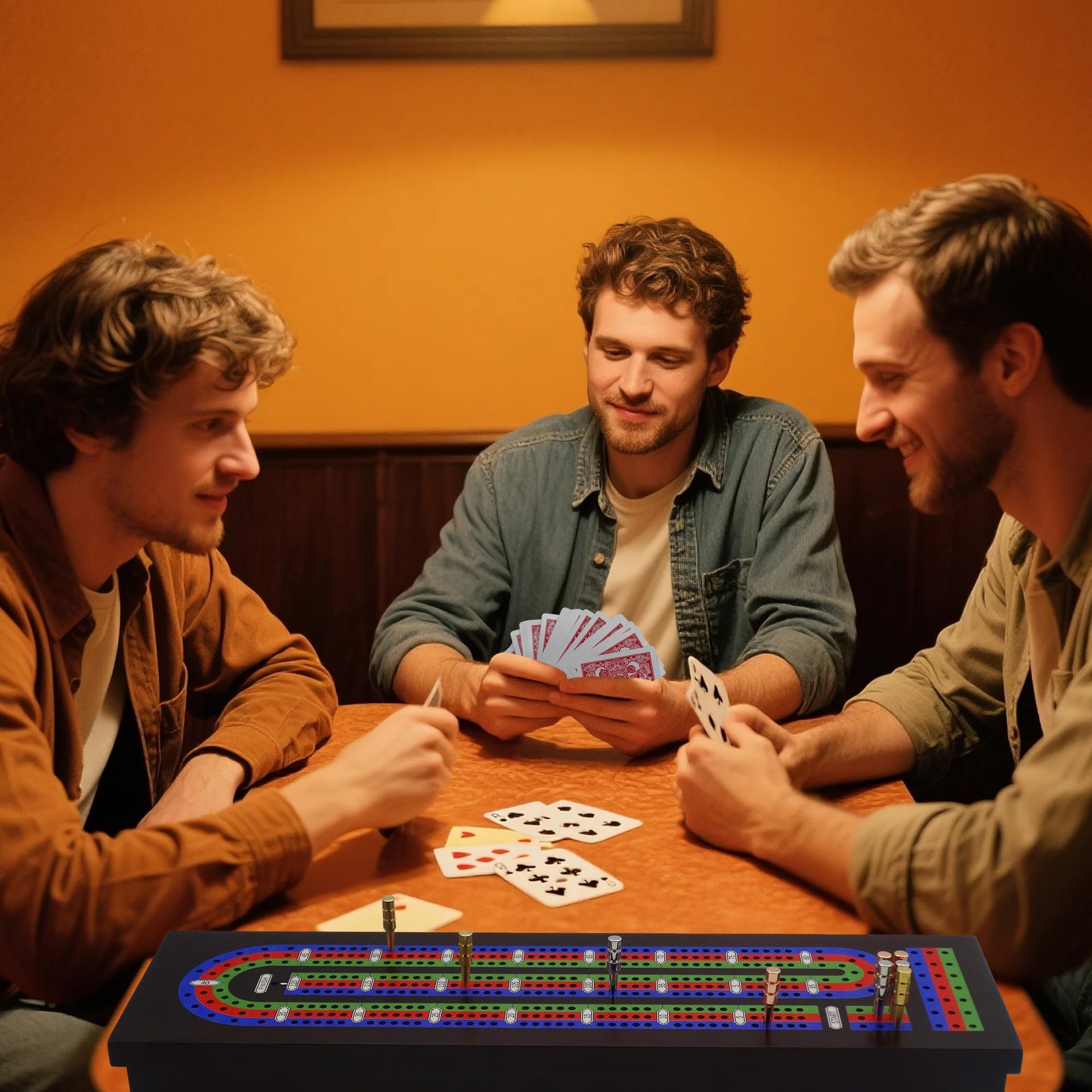 VVSBPL Wooden Cribbage Board Game Set with 15.5 x 4.5 x 2.1 inches, Brown