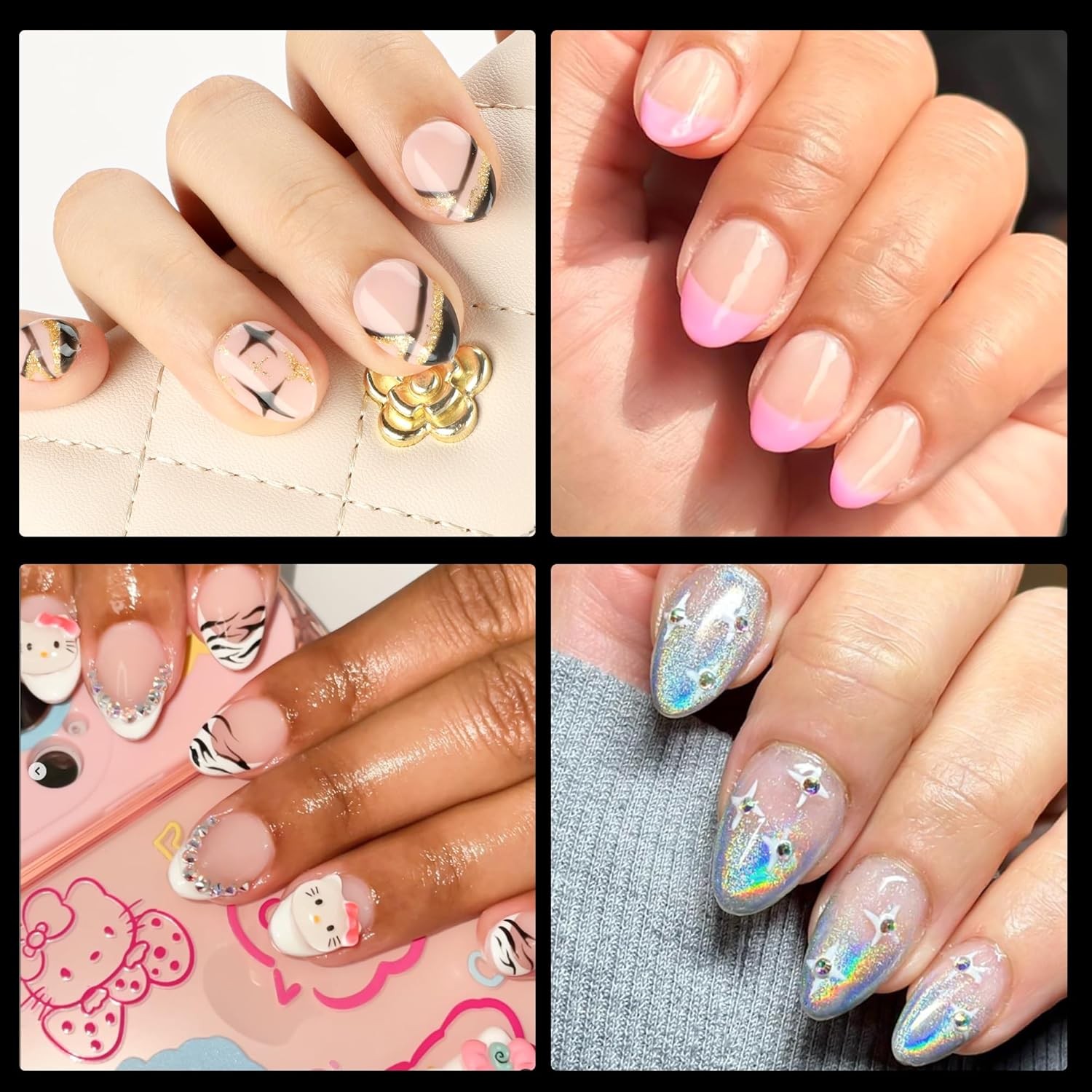 UNA GELLA Extra Short Almond Nail Tips 504PCS Full Cover Soft Gel Clear Fake