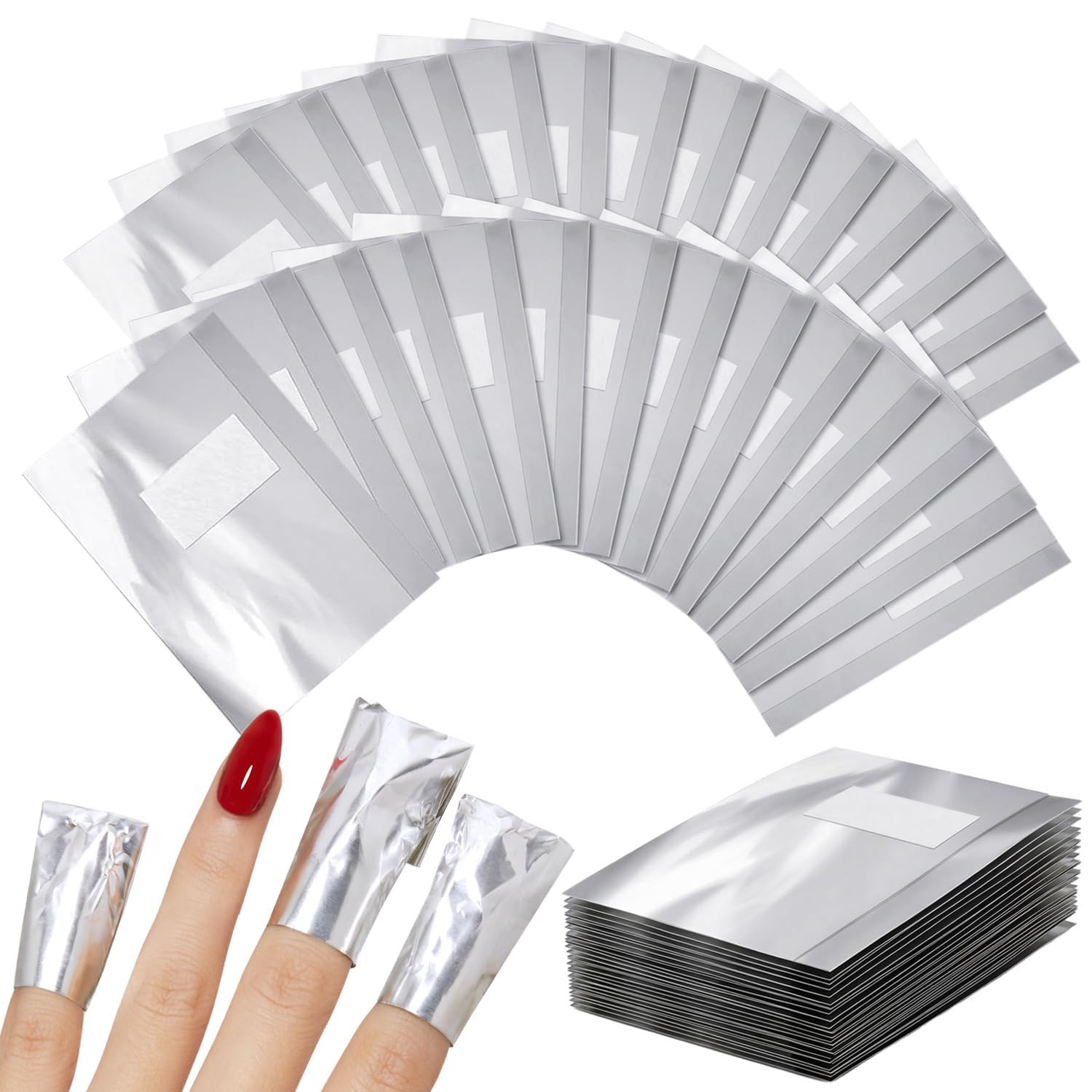 Nail Polish Remover Foil Wraps, 100 Pcs Pre-Cut Soak off Gel Nail Remover Wraps