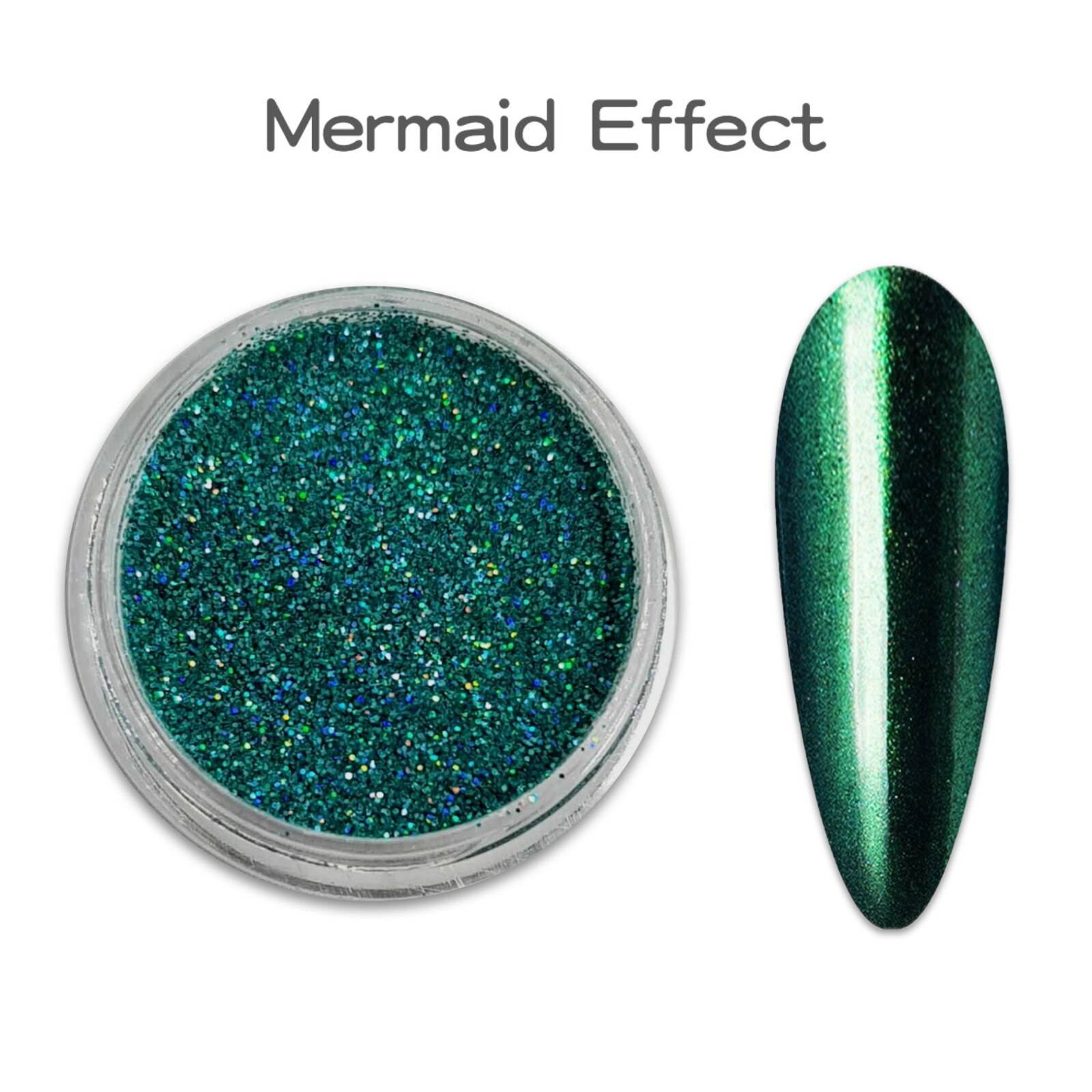 Dark Green Mermaid Nail Glitter Powder Iridescent Effect Ultra Thin Shiny Nails