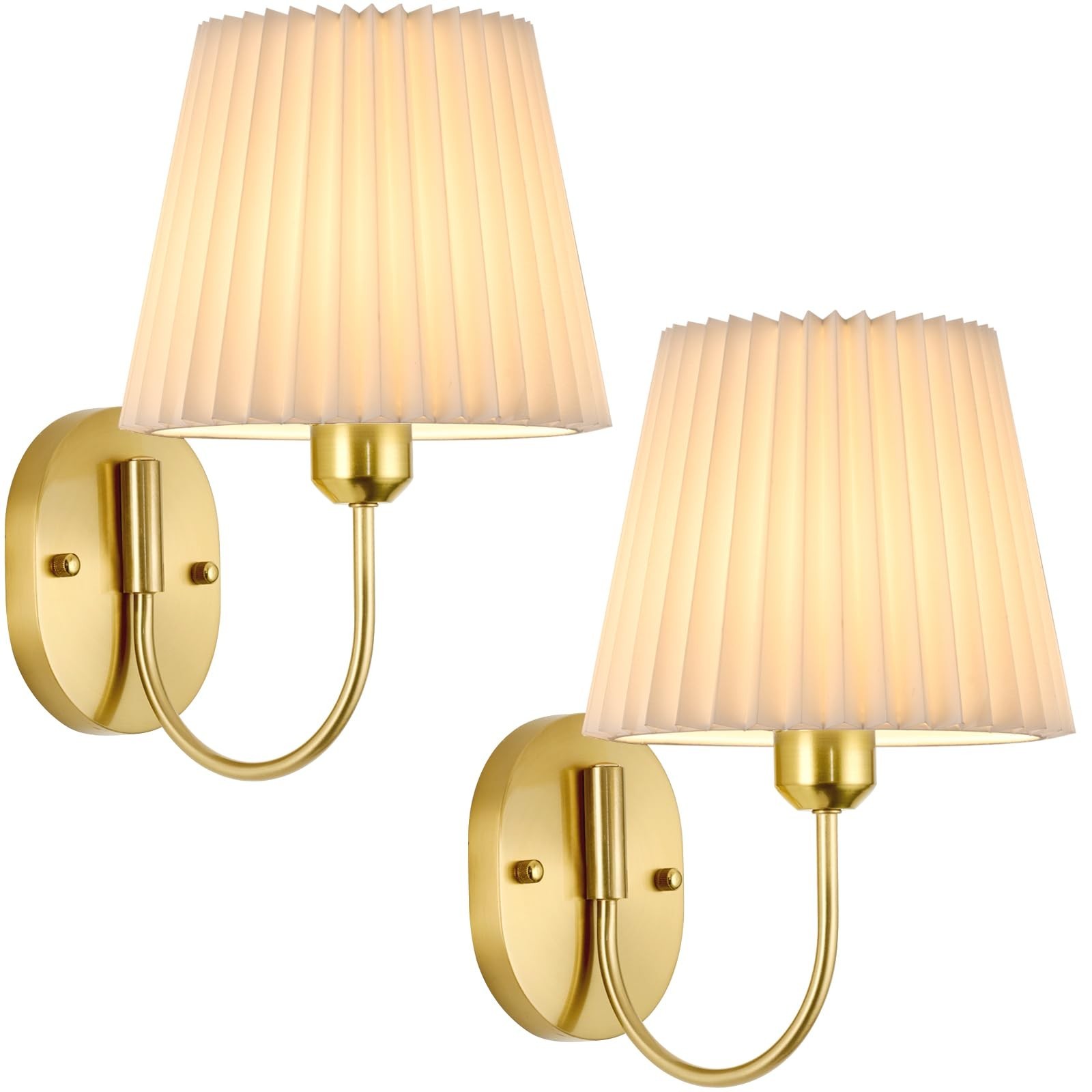 PASSICA DECOR Hardwired Gold Wall Sconce Set of 2 Vintage Wall Light for Bedr…