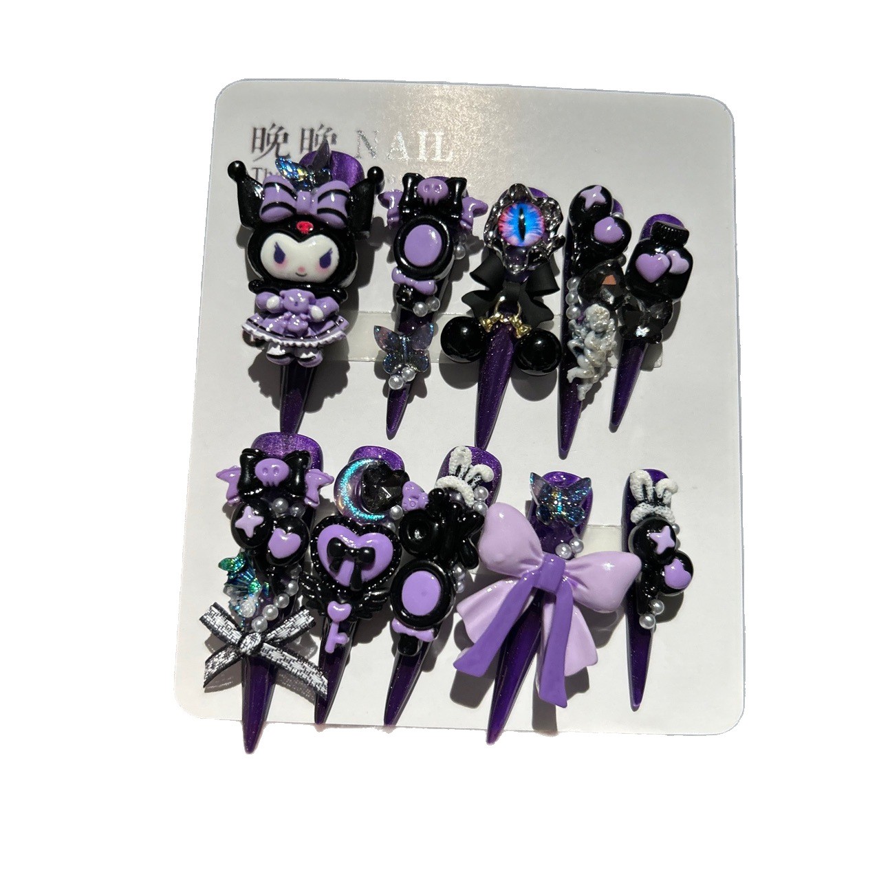 Kuromi 5.0 Dark Luxury Handmade Press On Nails Cute Cartoon Nail Tips