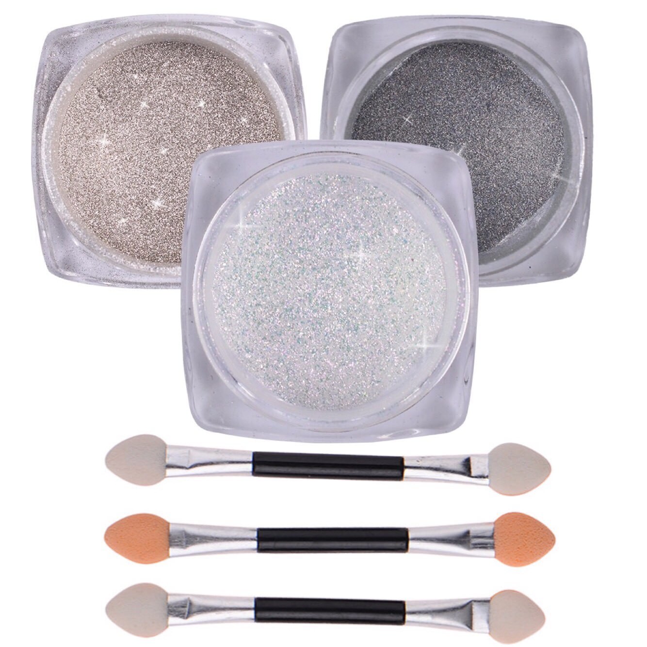 3 Pots Unicorn Nail Powder Aurora Holographic Mirror Holo Chrome Pigment Set