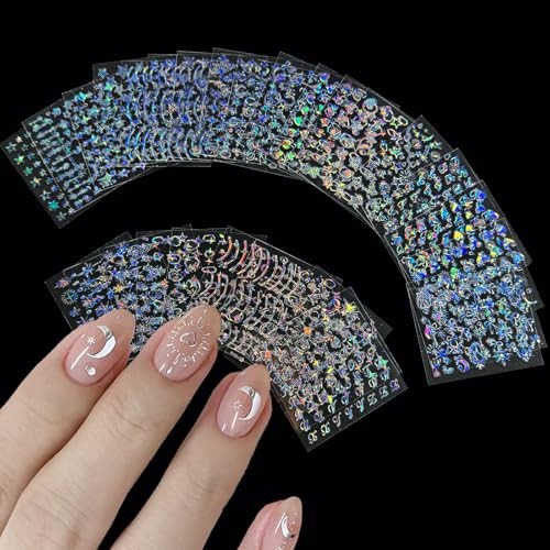 30 Sheets Aurora Nail Art Stickers Bohemian Holographic Nail Stickers Style-14