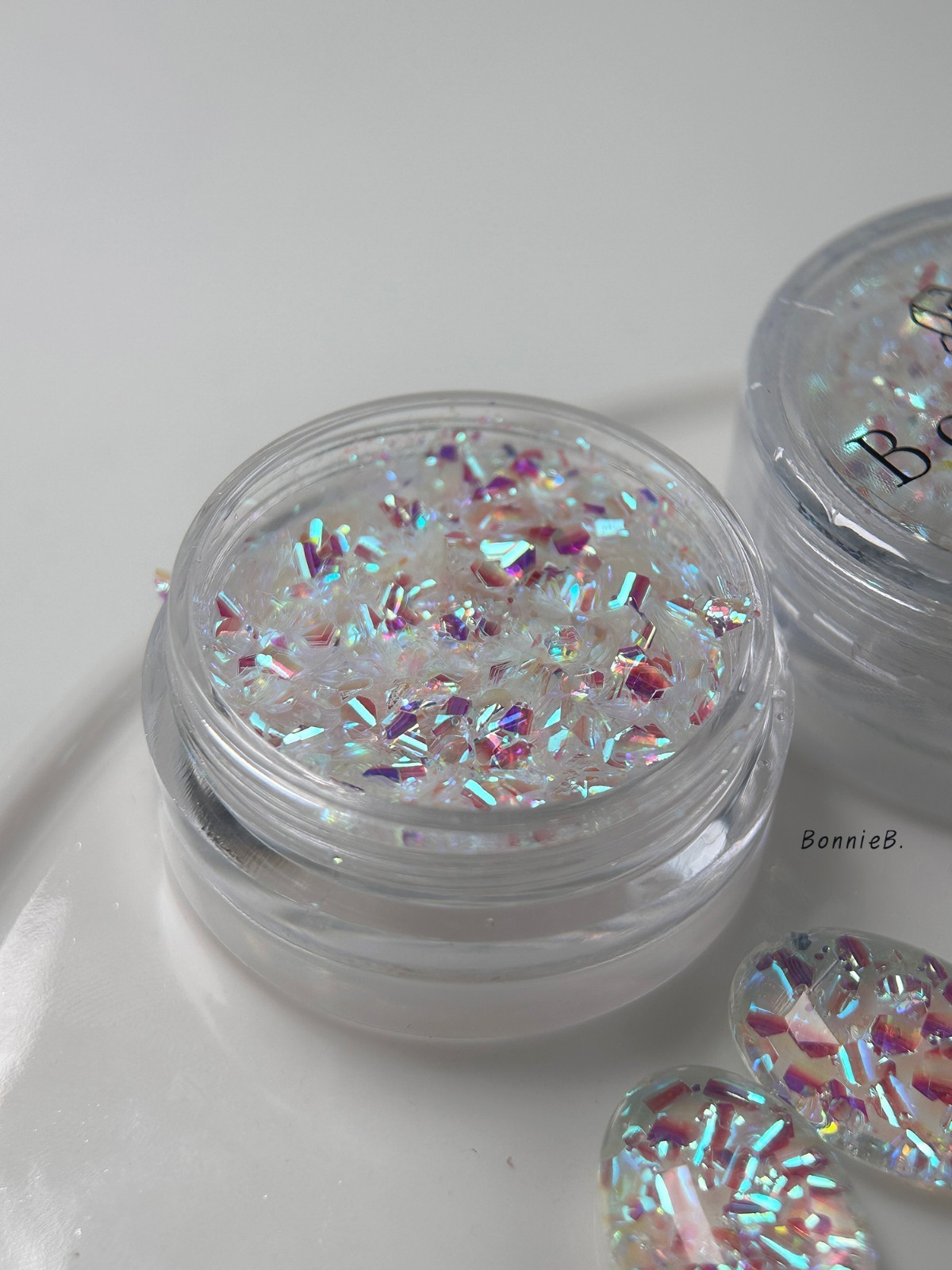 Bonnie B Pink Icing Nail Glitter Aurora Clear Ice Effect Chunky Mix Nail Art