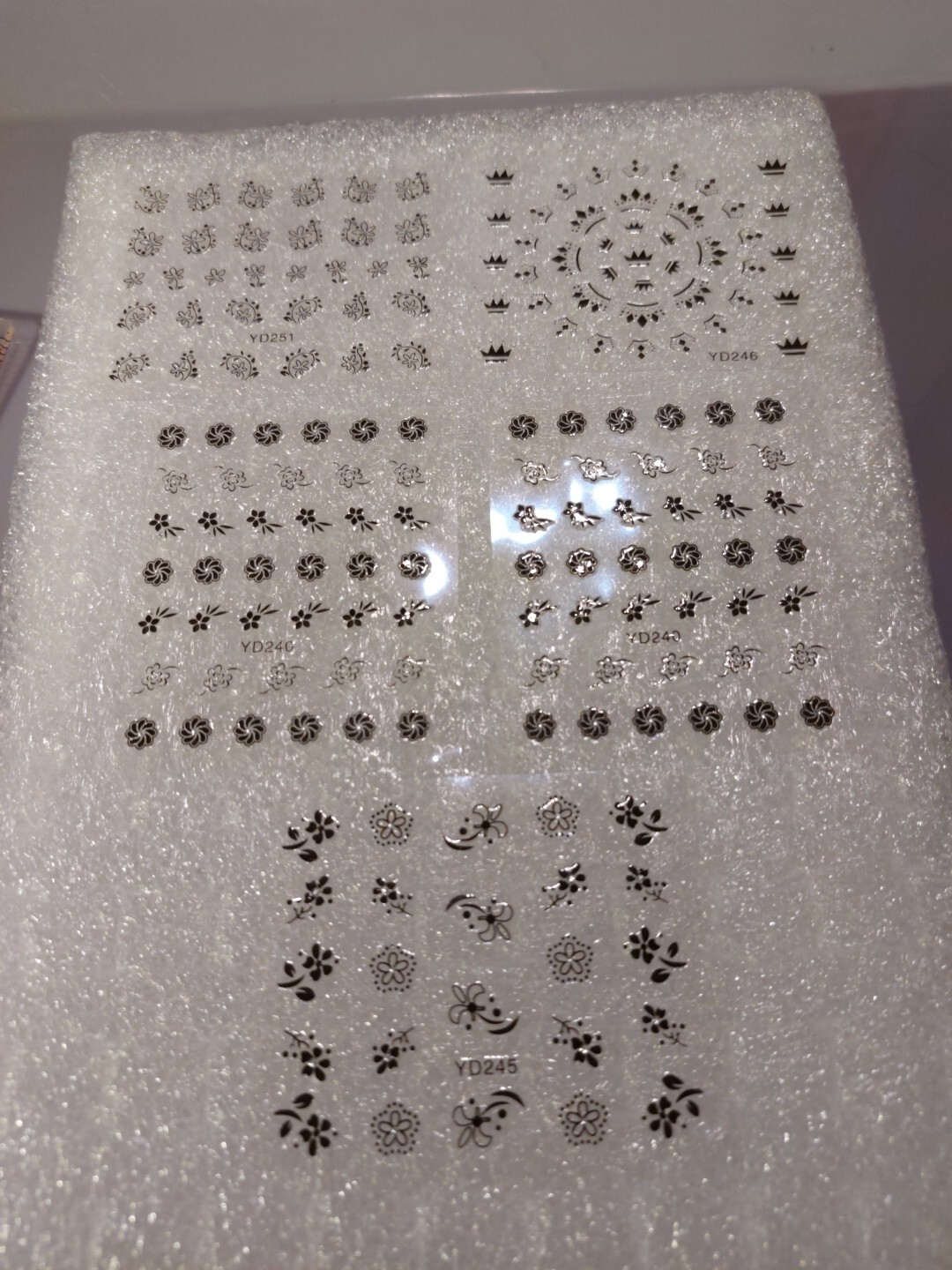 5 X Small Sheets Of Black Nail Art Stickers (Dn283) New