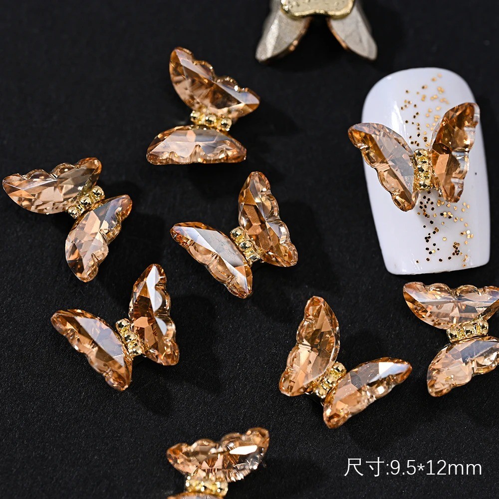 10pcs 3D Nail Art Jewelry Charms Crystal Butterfly Nail Tips Decorations