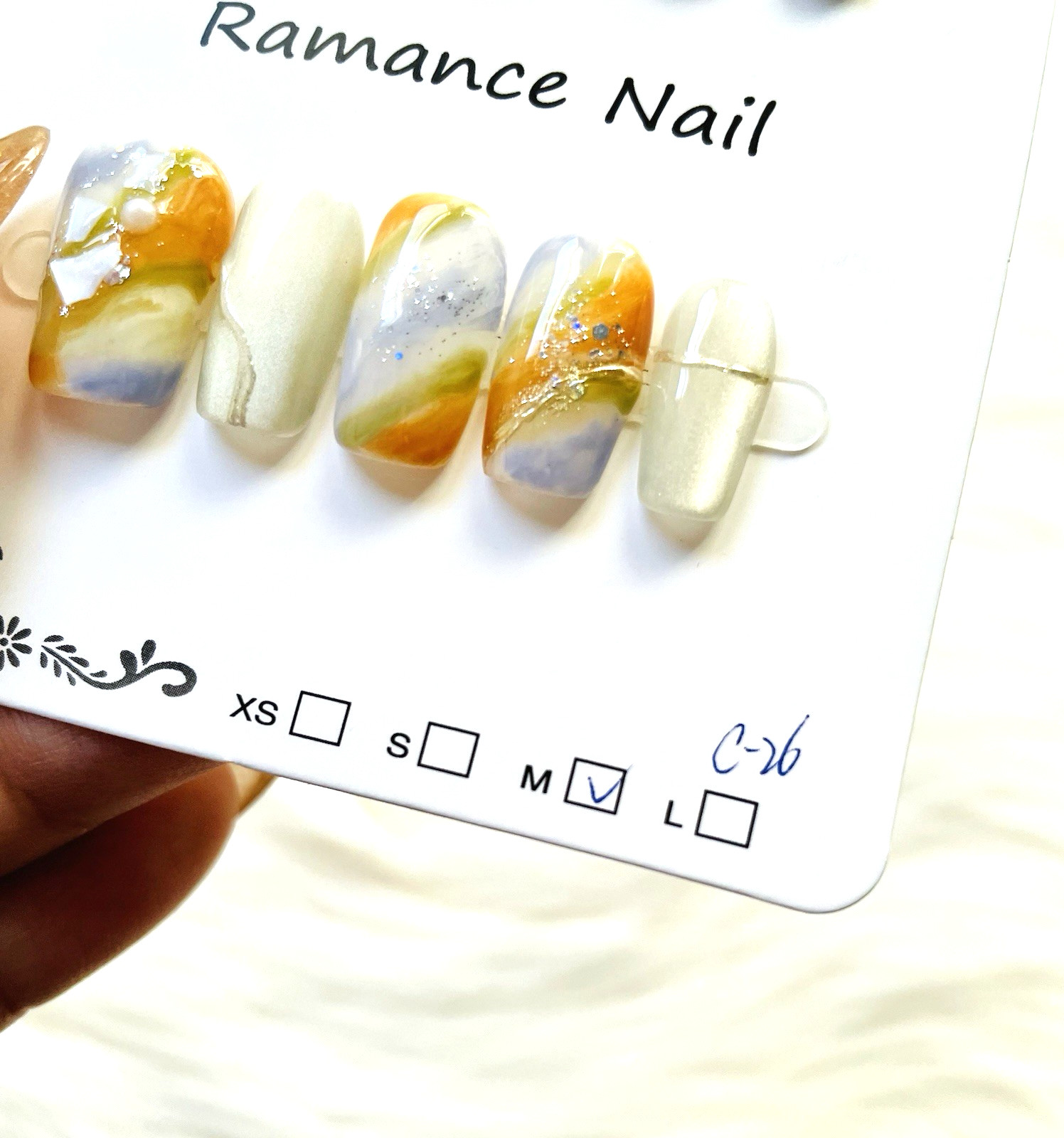 Blue Gold Ombre Premium Press On Nails Size MEDIUM, MD Length Square