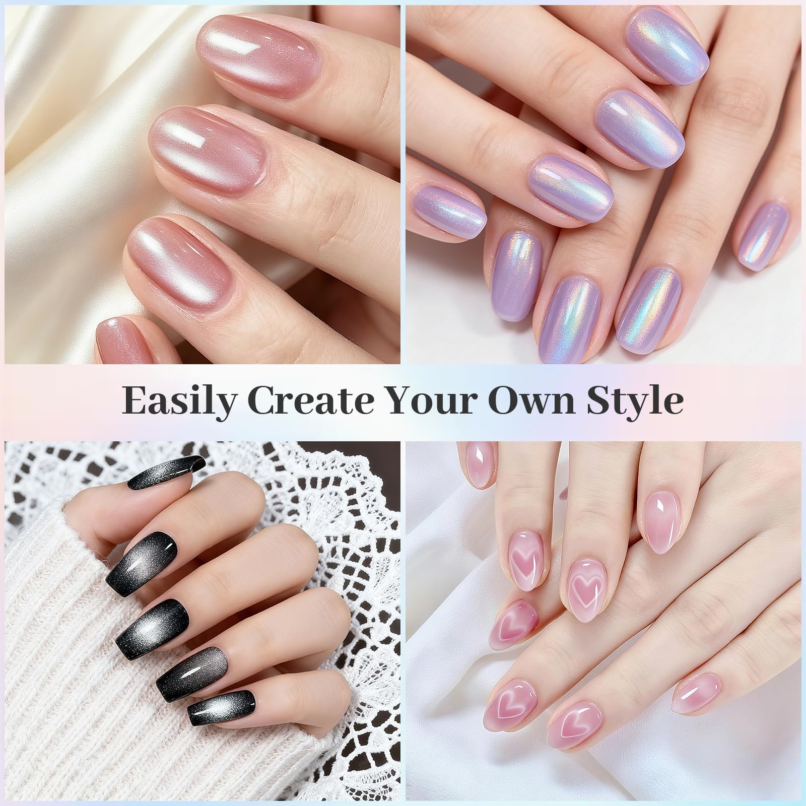 Cat Eye Nail Magnet Set-Y-Shape&3-In-1 Detachable Heart Cat Eye Magnet for Nails