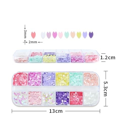 12 Colors Flowers Nail Art Glitter Sequins Cherry Blossoms Nails 12 colors