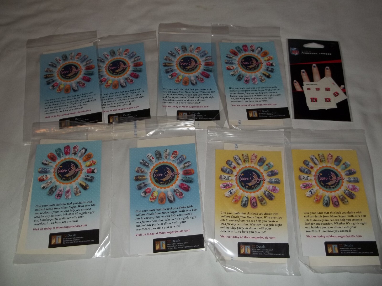 8 packs Fingernail Tattoos Decals NIB Moonsugardecals Christmas 4th July Fall+