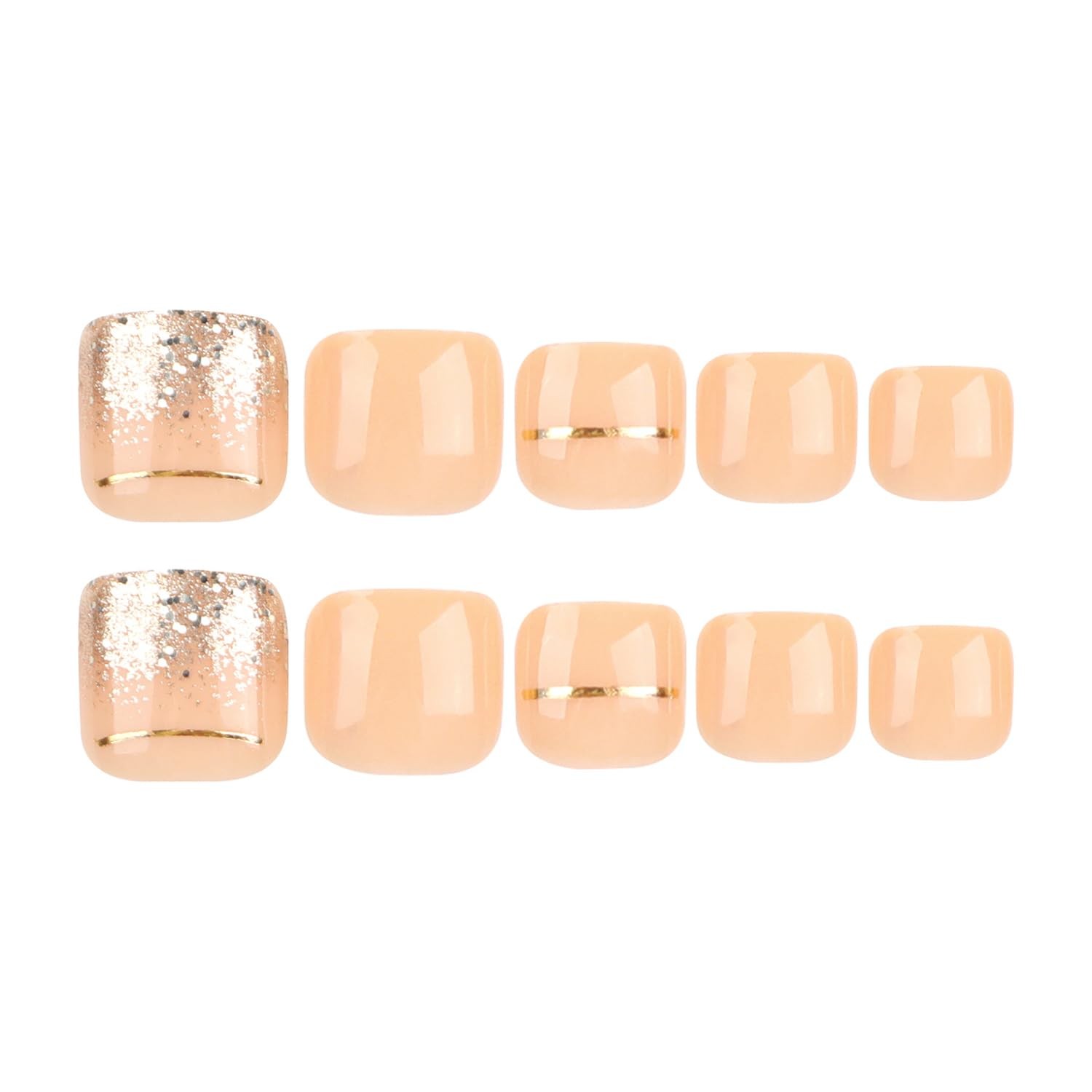 24 Pcs Nude Press on Toenails Square Toe Nails Short Fake Color1
