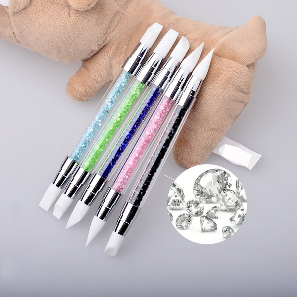 10Pcs Nail Art Gel Carving Pen Nail Dotting Tool Silicone Nail Brushe Set Nail