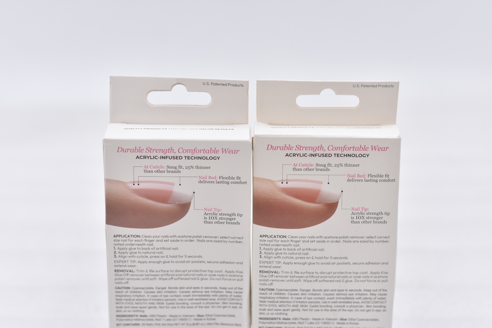 Lot of 2 Kiss Salon Acrylic French KSA16 Short Nails – 28 Nails