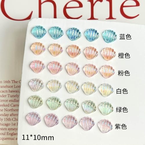 200Pcs Summer Ocean Seashell Nails Art Charms 3D Flat Resin summer colorful-13
