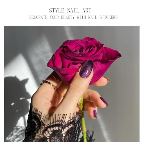 Gel Nail Stickers Deep Purple Cat Eye Semi Cured Gel Nail Strips Wraps UV/LED