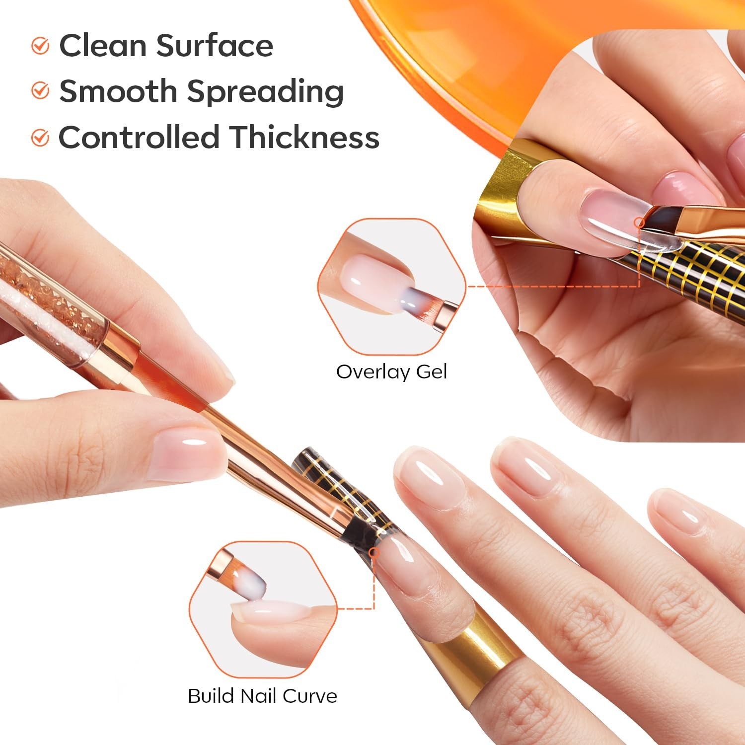 2PCS Dual Ended Builder Gel Brush for Nail Extension French Tip Brush Liner H…