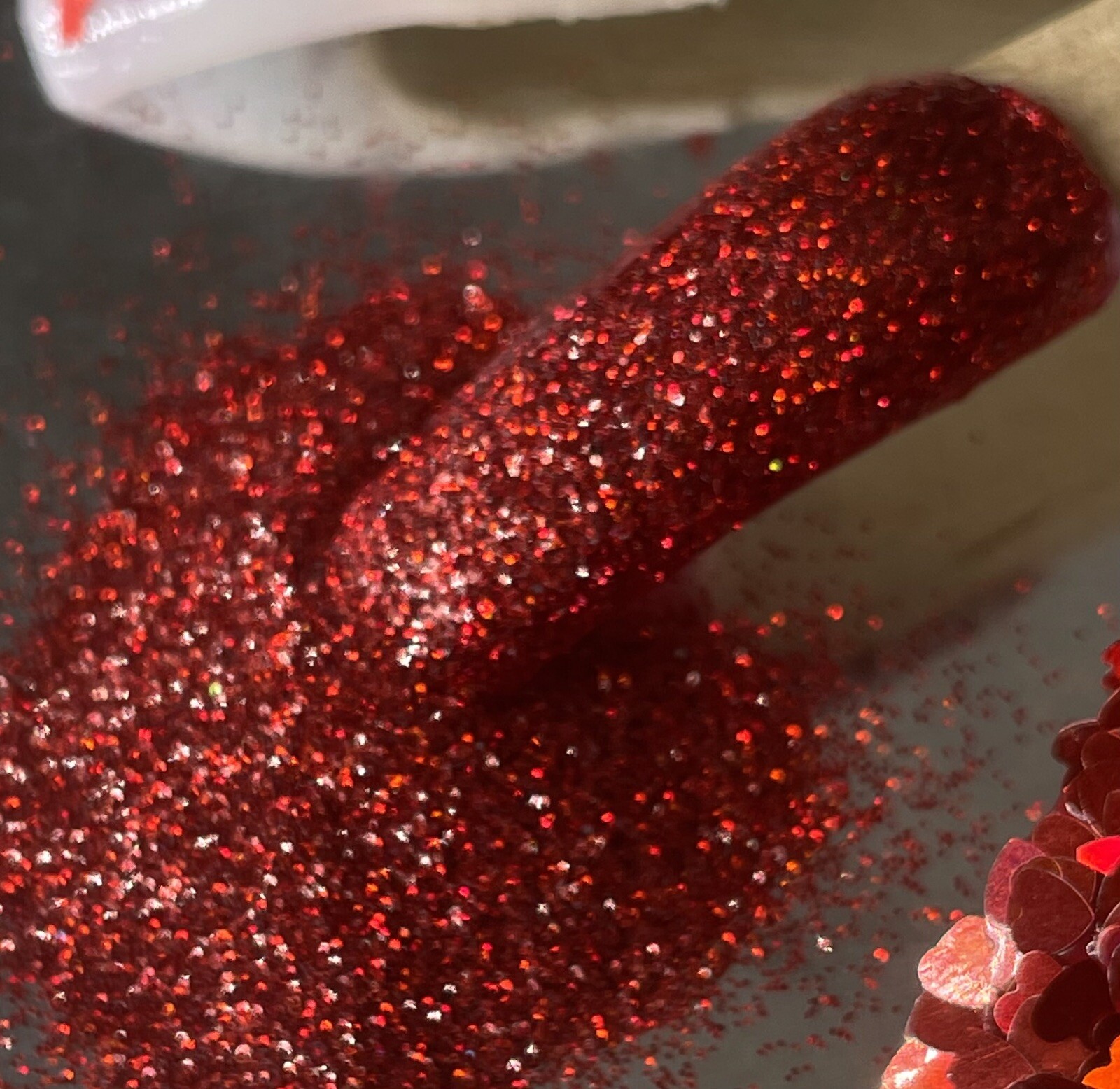 Red Heart Shape Red Pumps Glitter Stack Nails Make-up Color Shifting Glitter