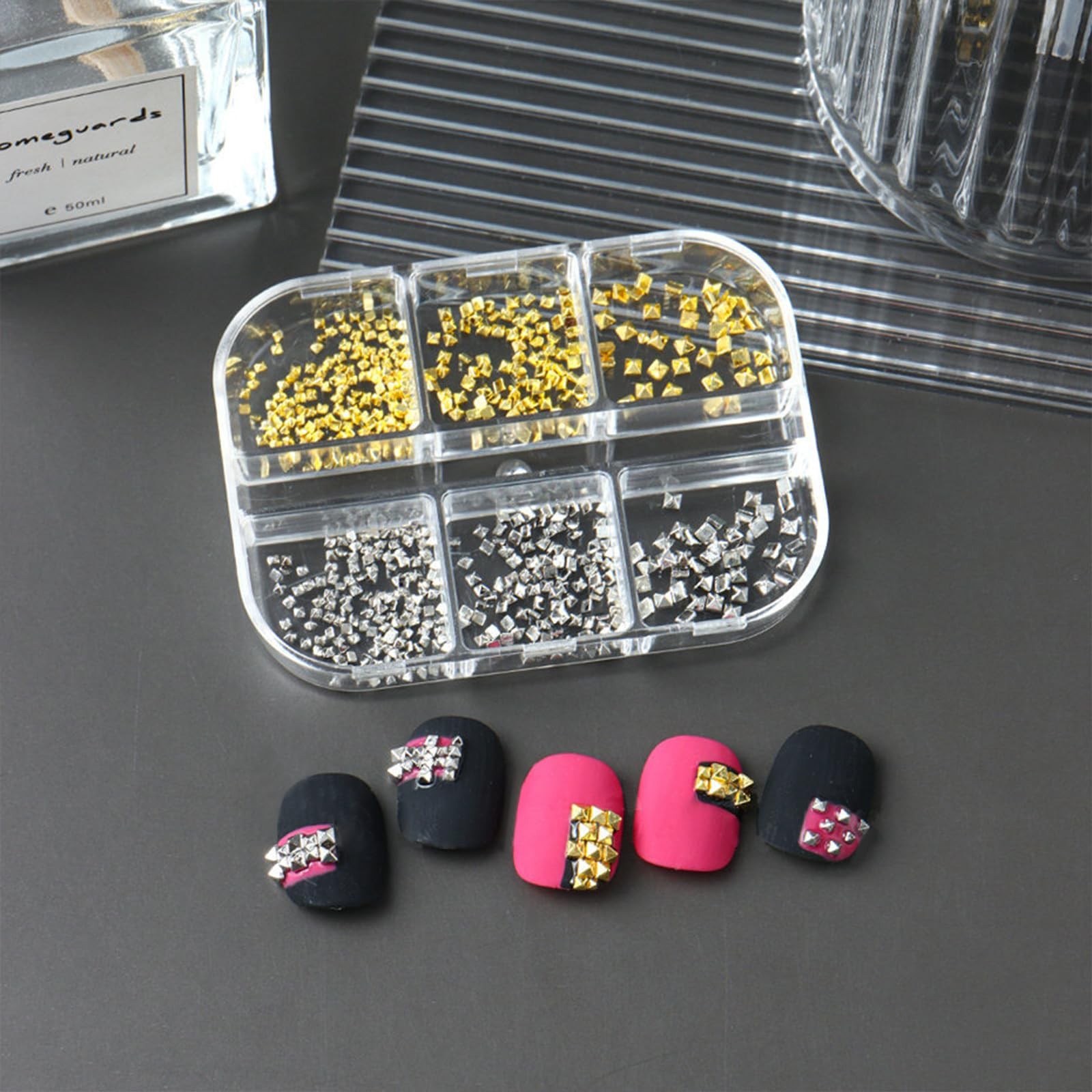 2 Boxes Metal Punk Nail Art Studs, Metalic Spike Studs Nail Art Charms, Alloy…