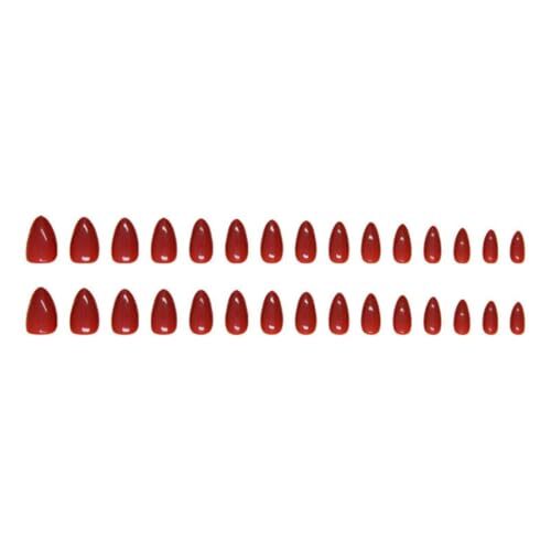 Red Press on Nails Christmas Medium Almond Fake 0.04 Fl Oz (Pack of 24) 0831-04