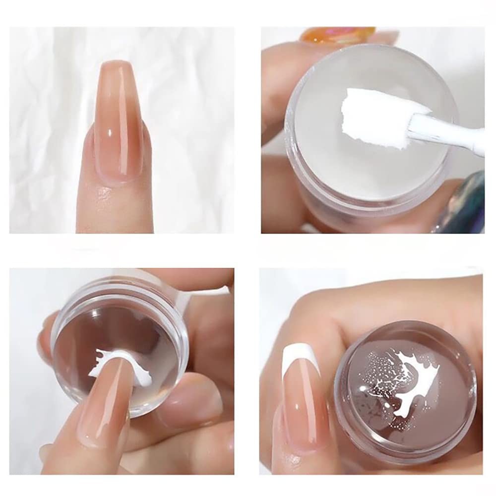 2PCS Silicone Head Nail Stamp Set with Scraper French Nail Art Template DIY Tool