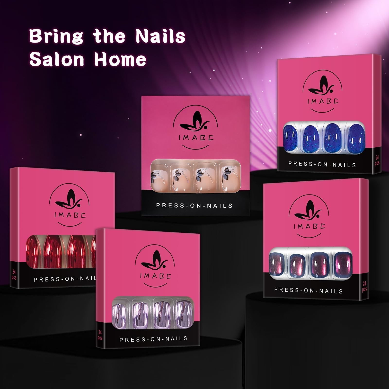 Pretty Rose Pink Square Press On Nails – Short Full Cover Reusable Acrylic 24pcs