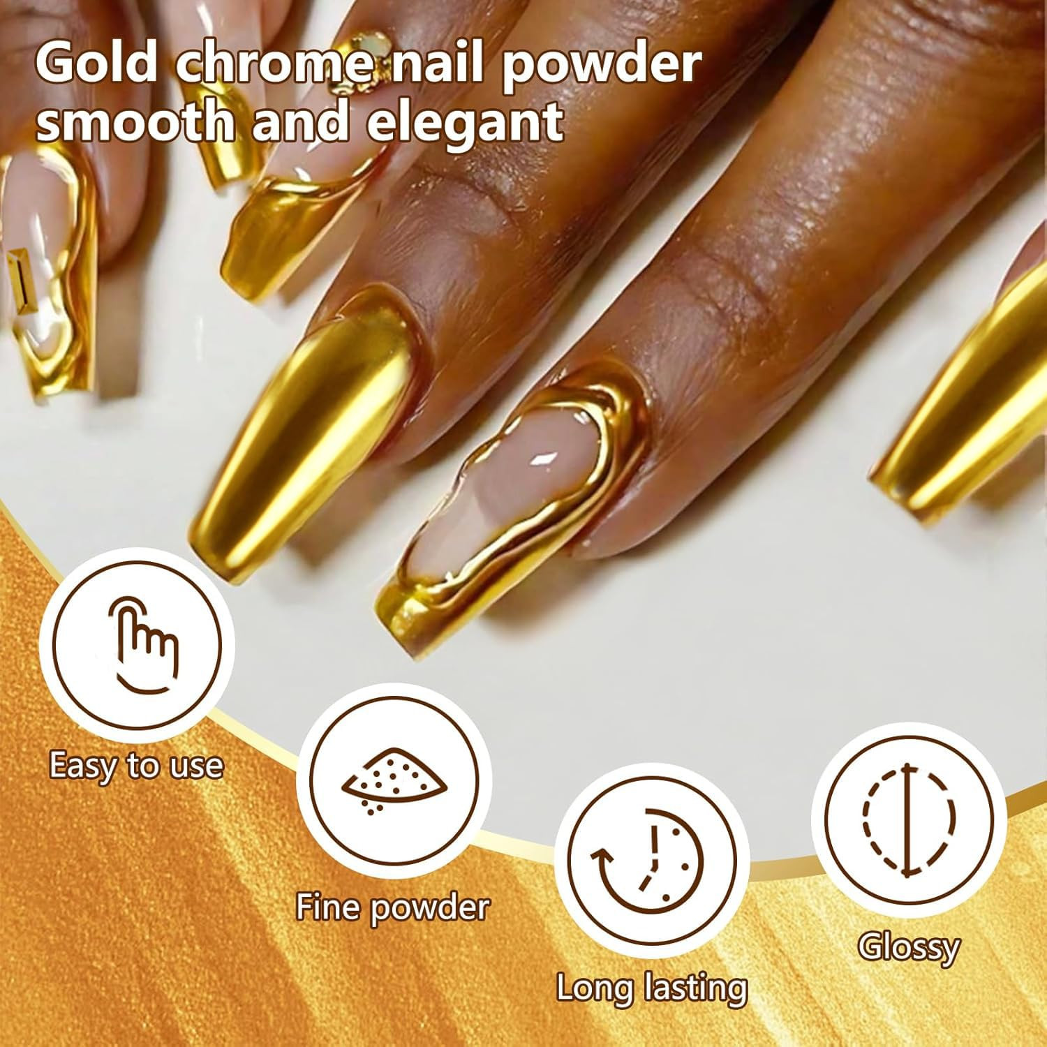 Holographic Mirror Gold Nail Chrome Powder Effect Metallic Dust Sequins UV Gel G
