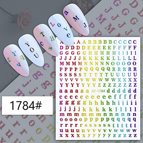 12 Colors Nail Art Stickers, 3D English Self-Adhesive Sticker Design, Letters